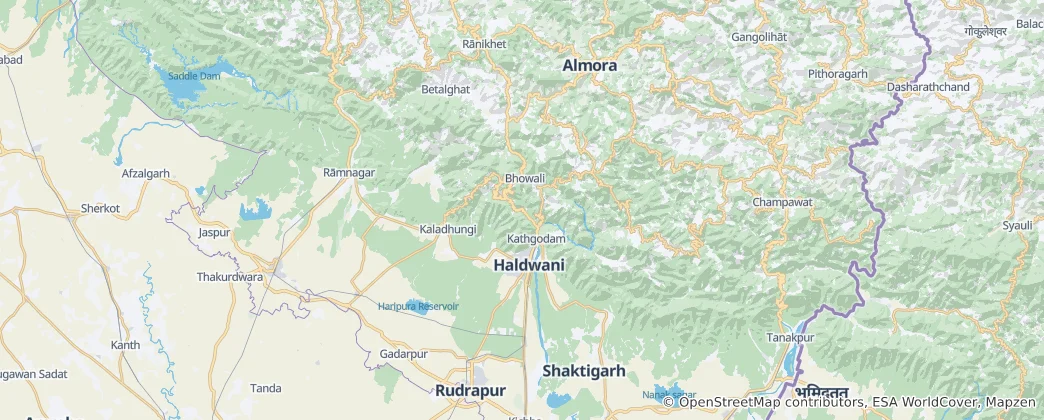 Mappa di distretto di Nainital