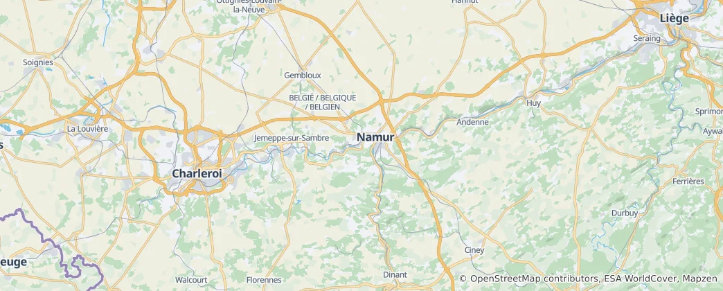 Kaart van Arrondissement Namen