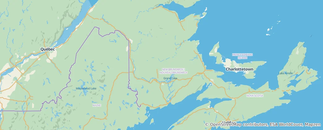 Mapa New Brunswick