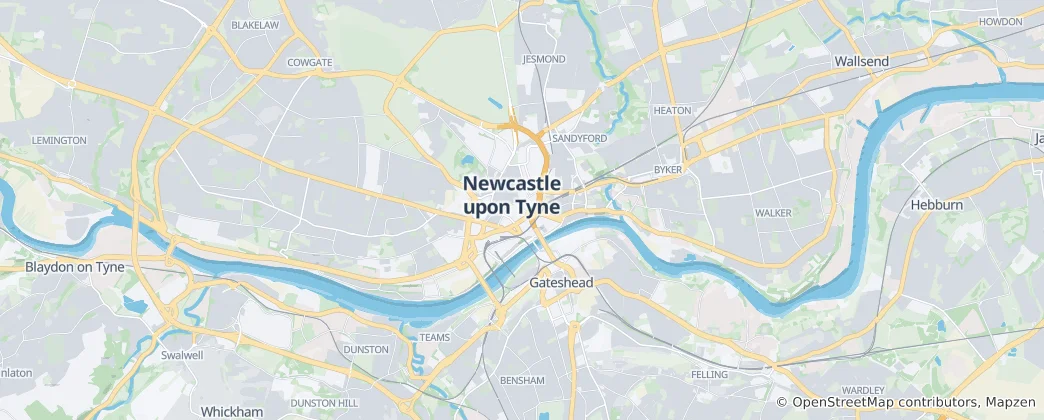 Mapa Newcastle upon Tyne