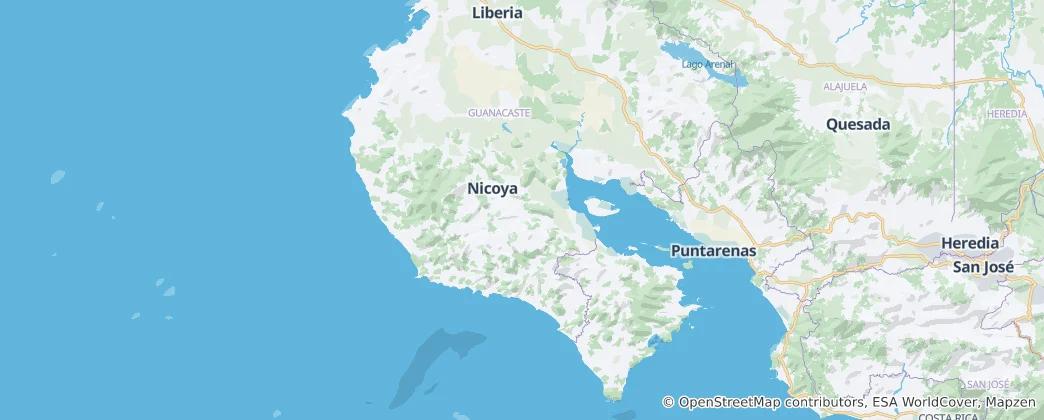 Mappa di Penisola di Nicoya
