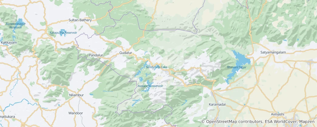 Mappa di distretto dei Nilgiri