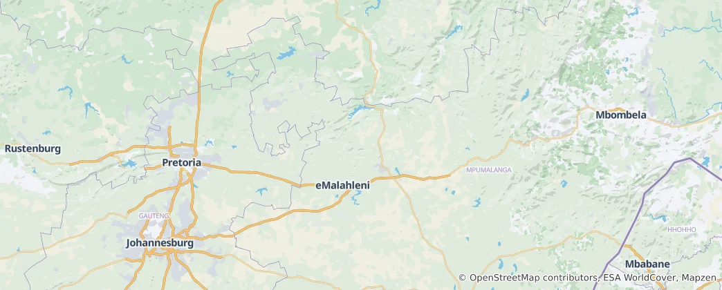 Mappa di Municipalità distrettuale di Nkangala