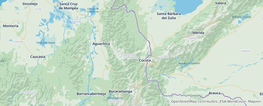 Karte von Departamento Norte de Santander
