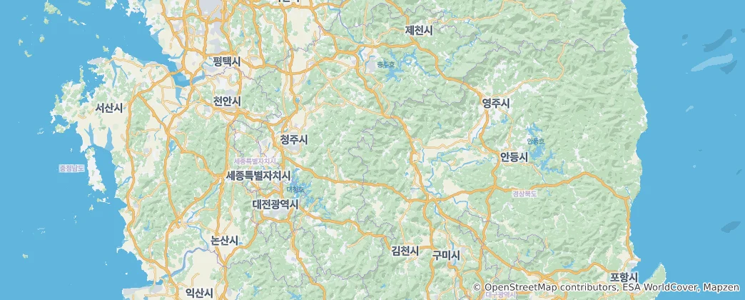 Mappa di Provincia del Nord Chungcheong