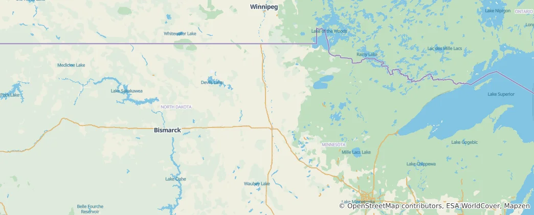 Mapa Severní Dakota