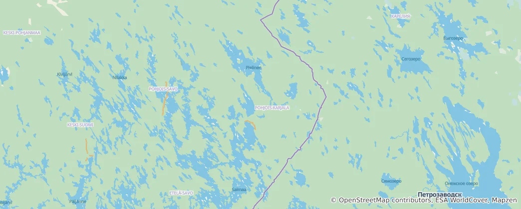 Mapa Severní Karélie