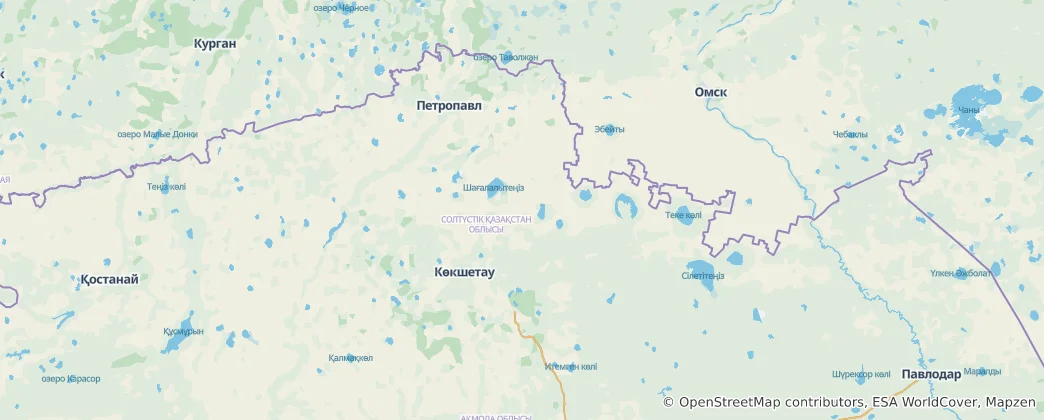 Mapa Severokazachstánská oblast