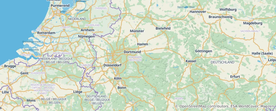 Mapa Severní Porýní-Vestfálsko