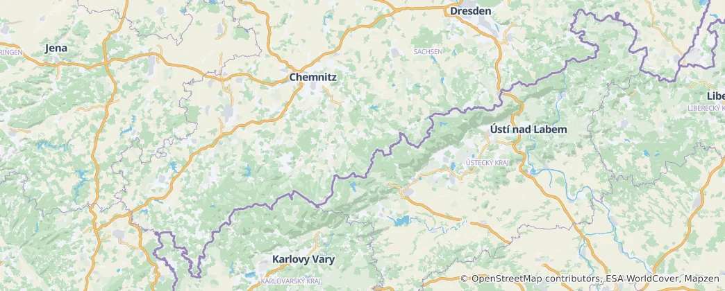 Karte von Erzgebirge