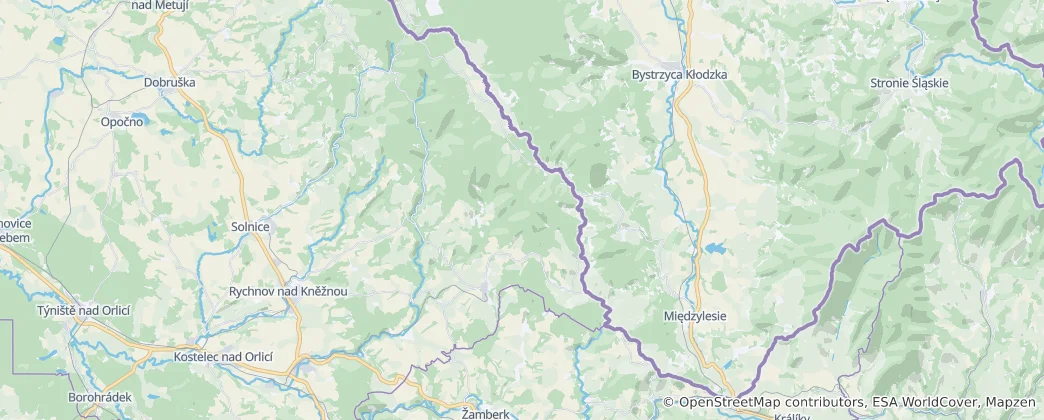 Map of Orlické Mountains