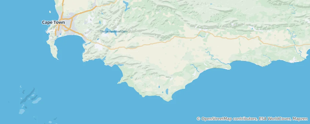 Mappa di Municipalità distrettuale di Overberg