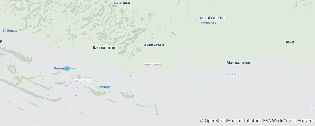 Mapa Övörchangajský kraj