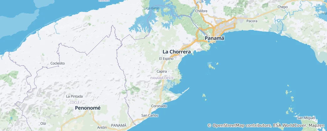 Mapa Západní Panama