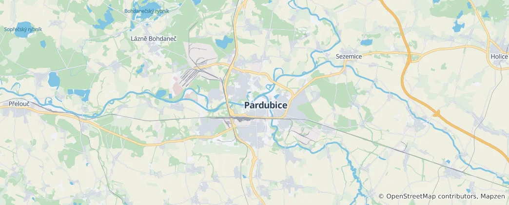 Map of Pardubice