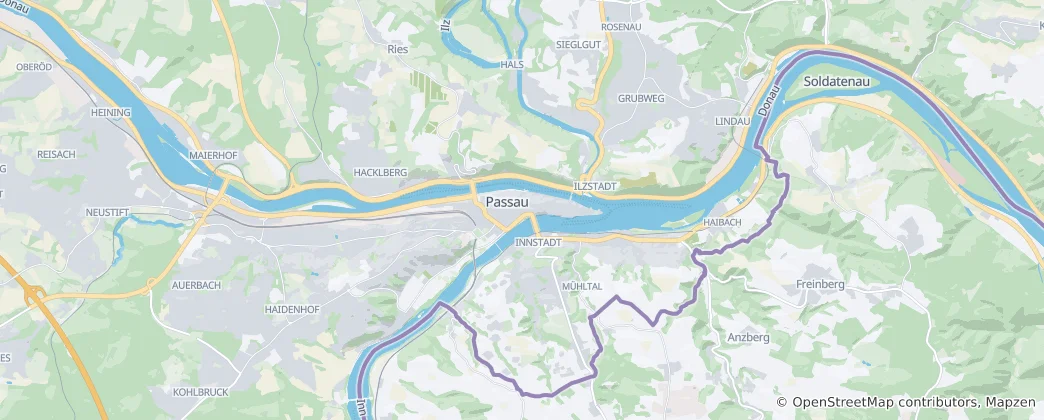 Kaart van Passau