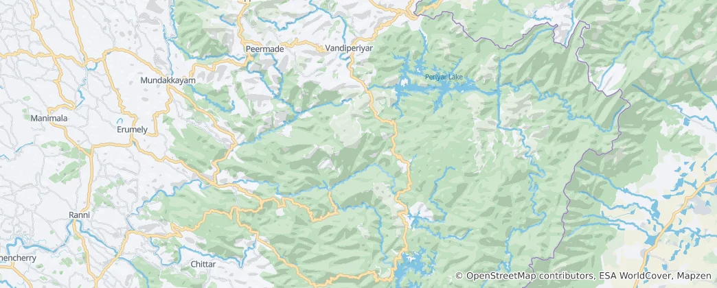 Mappa di Periyar WLS Tiger Reserve
