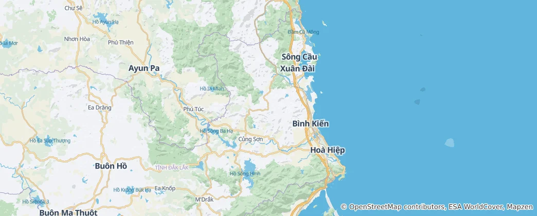 Kaart van Phú Yên Provincie