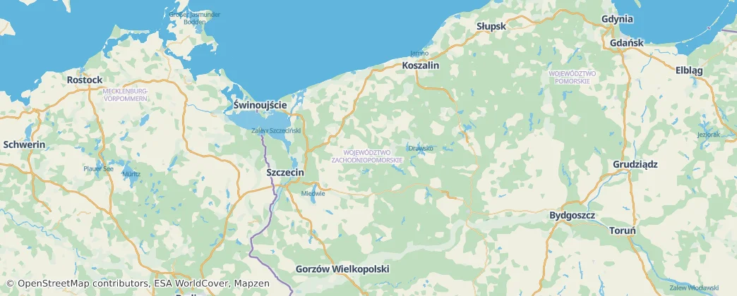 voivodato della Pomerania Occidentale — Mappa