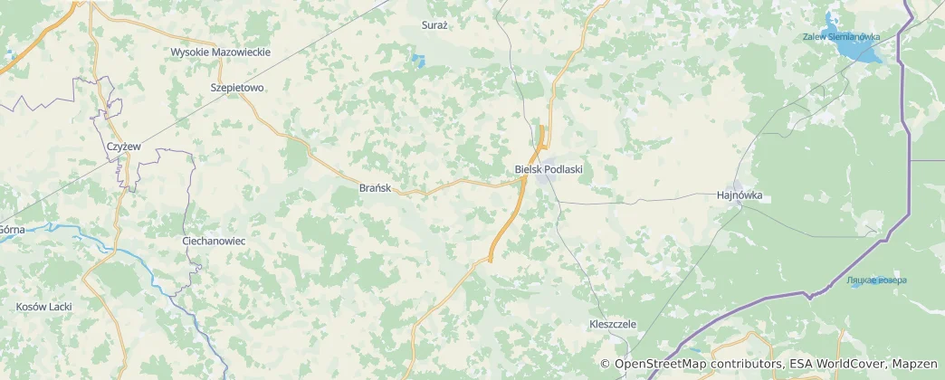 Mapa Okres Bielsk