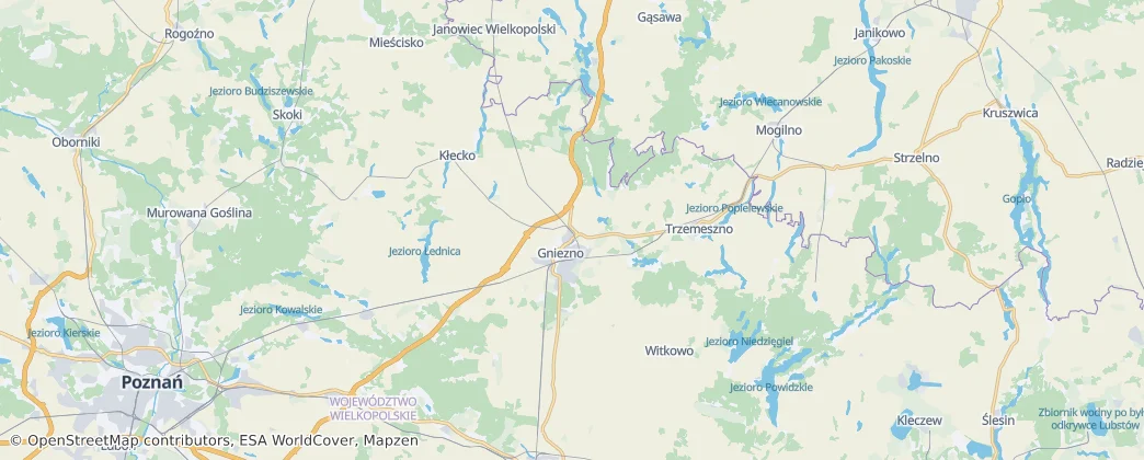 Karte von Powiat Gnieźnieński