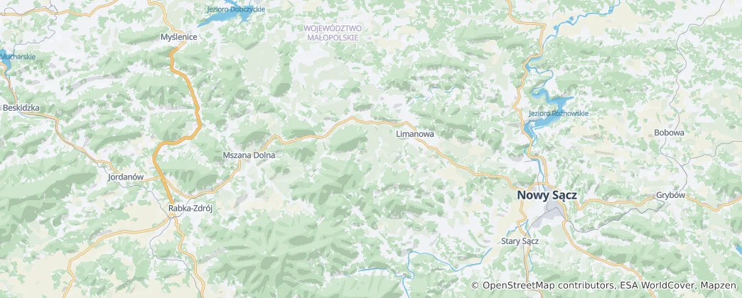Mapa Okres Limanowa