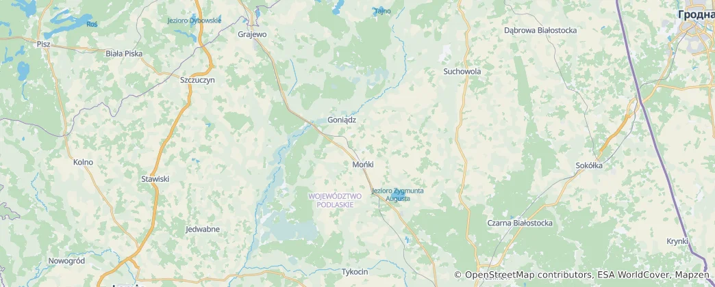 Mapa powiat moniecki