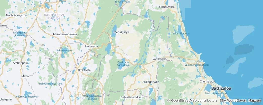 Mapa Polonnaruwský okres