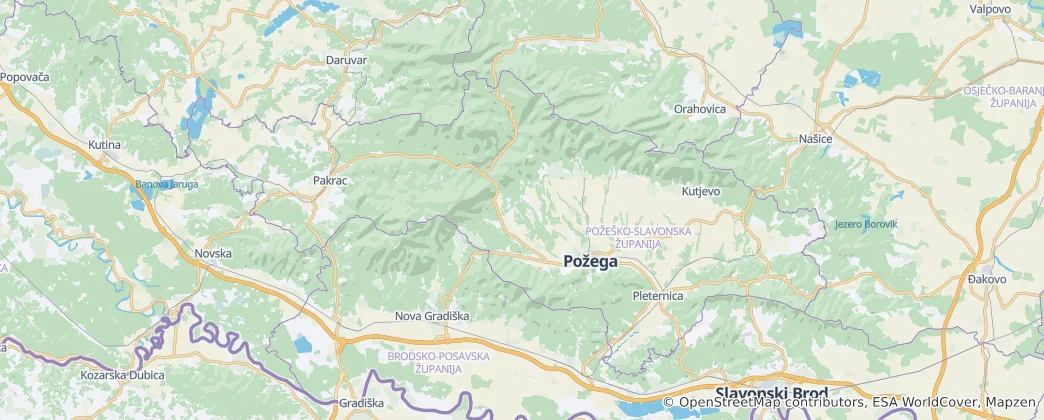 Mappa di Regione di Požega e della Slavonia