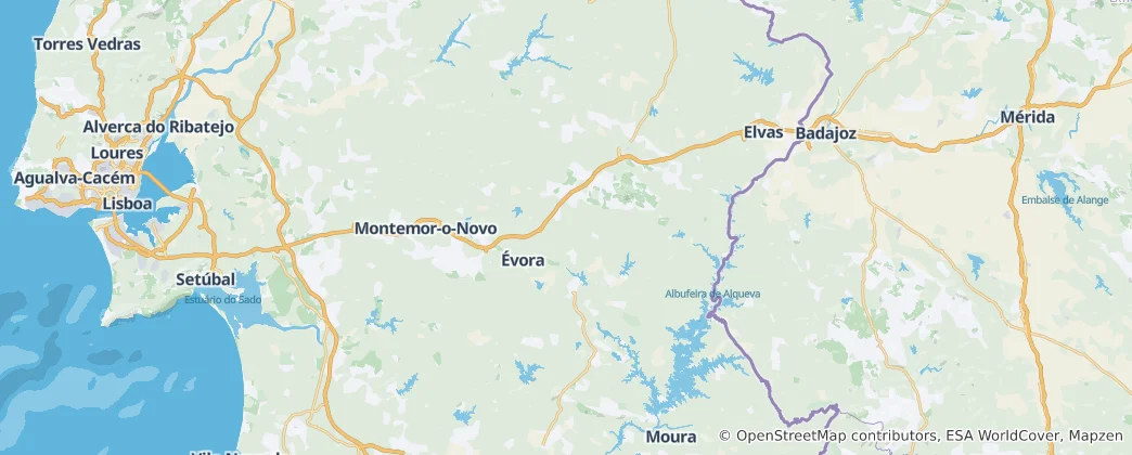 Mapa Dystrykt Évora