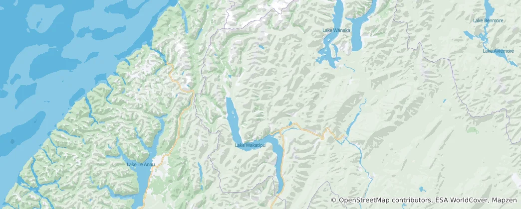 Mappa di Queenstown-Wakatipu Ward