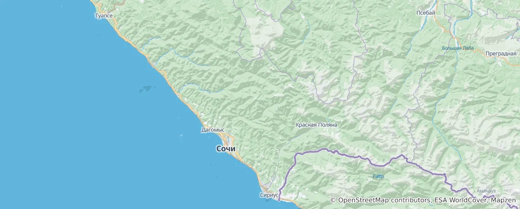 Mapa Resort Town of Sochi (municipal formation)
