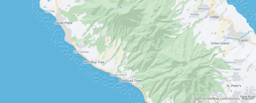 Mapa Saint Thomas Middle Island Parish