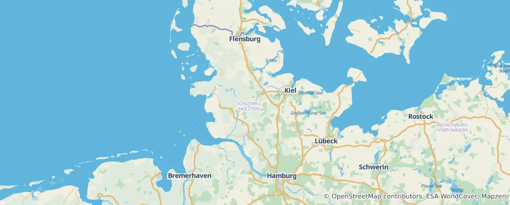 Kaart van Sleeswijk-Holstein