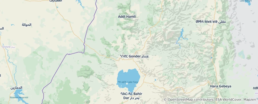 Mapa Semien Gondar Zone