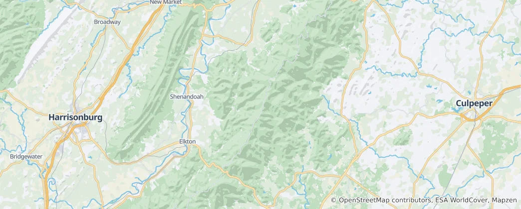 Mapa Národní park Shenandoah