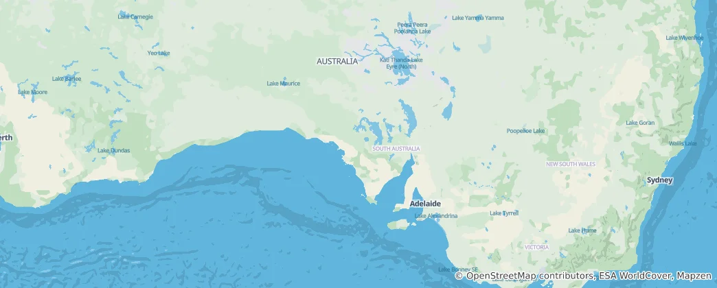 Kaart van Zuid-Australië