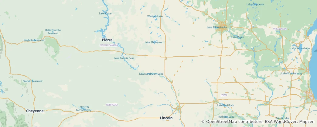 Mappa di Dakota del Sud