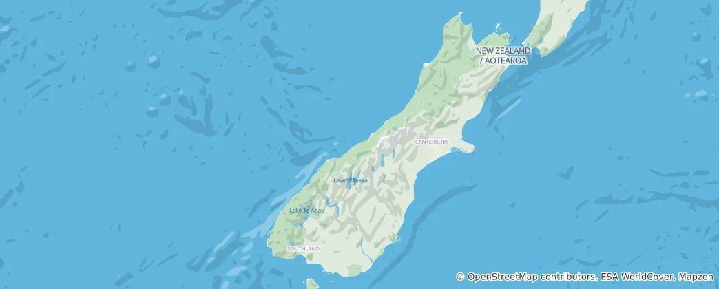 Mapa Južný ostrov