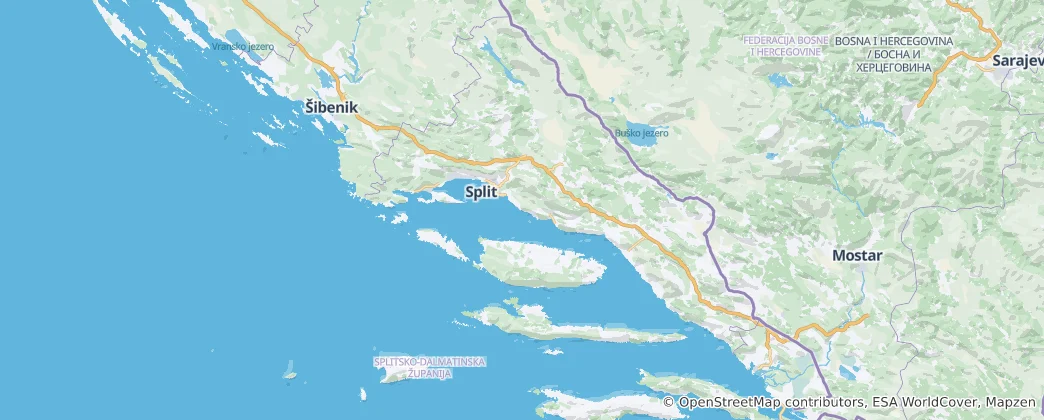 Karte von Gespanschaft Split-Dalmatien