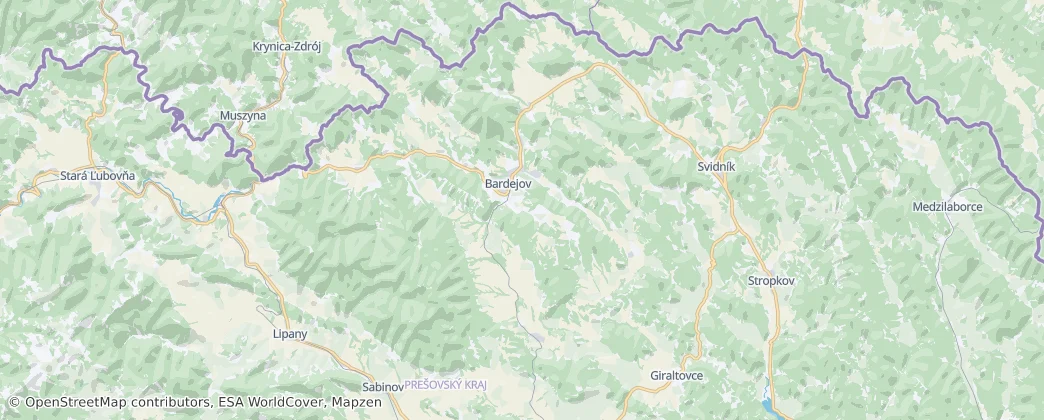 Okres Bardejov — Karte