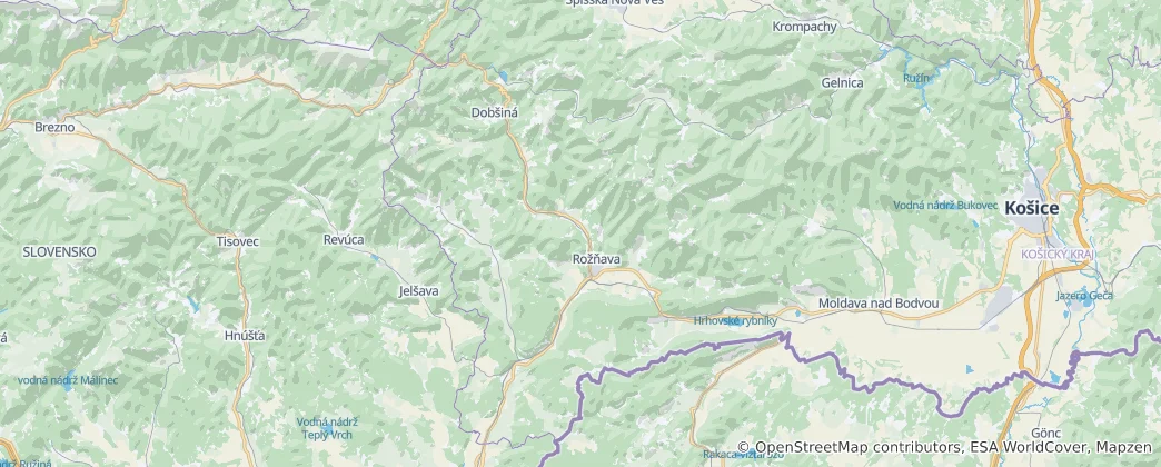 Kaart van Okres Rožňava