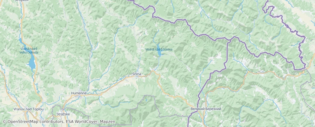 okres Snina — mapa