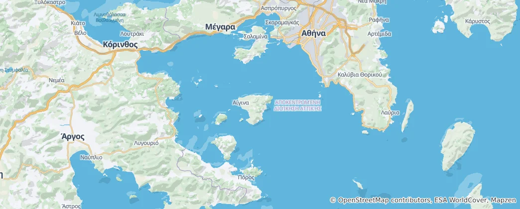 Mapa Saronský záliv
