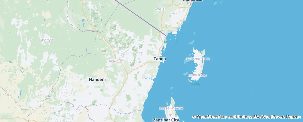 Map of Tanga Region
