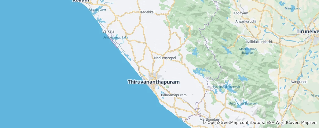 Mappa di Distretto di Thiruvananthapuram