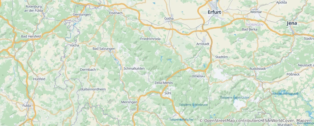 Karte von Thüringer Wald