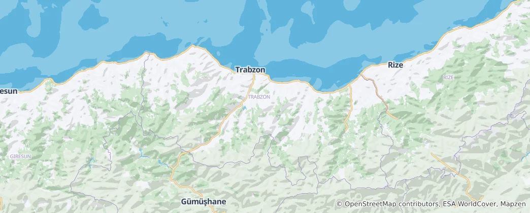 Mapa Trabzonská provincie
