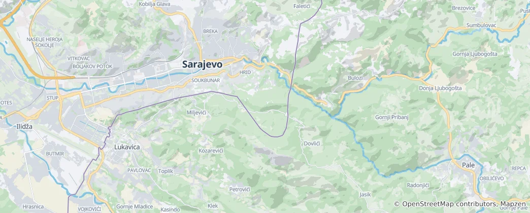 Mappa di Parco Naturale di Trebević