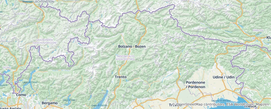 Mappa di Trentino-Alto Adige